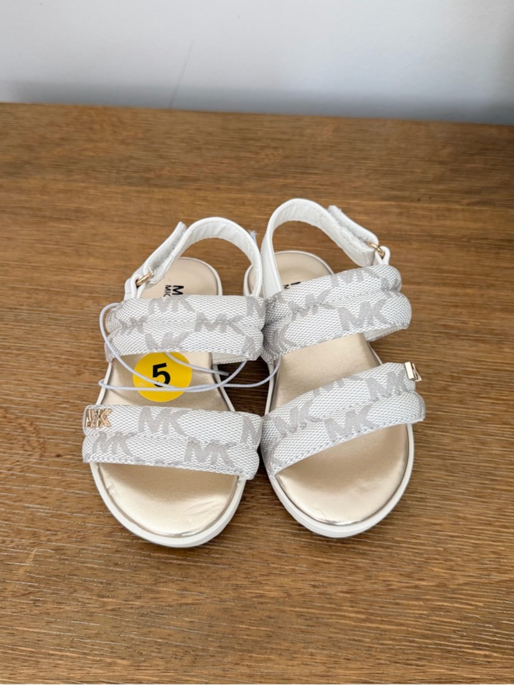 MICHAEL Michael Kors Girls White & Beige Logo Strap Sandals - Picture 2 of 4